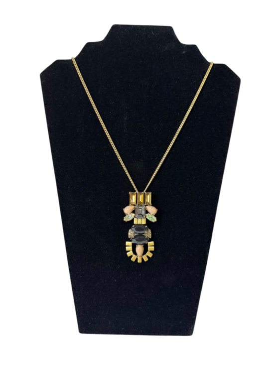 J.Crew Jewelry - Women's J.Crew Gold Tone Black & Peach Gemstone Statement Necklace One Size